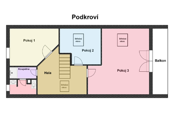 Půdorys patro.  - Prodej domu 263 m², Kostelec nad Labem