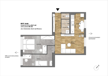 Prodej bytu 3+kk v osobním vlastnictví 61 m², Veselí nad Moravou