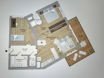 Pronájem bytu 3+kk v osobním vlastnictví 94 m², Praha 5 - Košíře