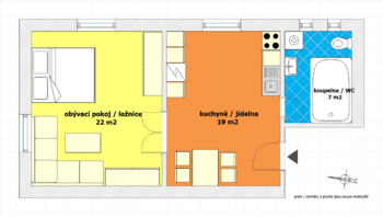 půdorys - Prodej bytu 2+kk v osobním vlastnictví 49 m², Praha 9 - Čakovice