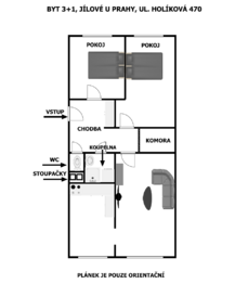 Prodej bytu 3+1 v družstevním vlastnictví 72 m², Jílové u Prahy