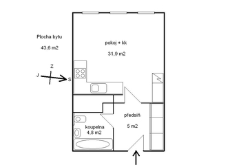 Pronájem bytu 1+kk v osobním vlastnictví 44 m², Plzeň