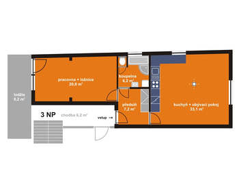 Pronájem bytu 2+kk v osobním vlastnictví 76 m², Kolín