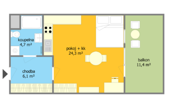 Pronájem bytu 1+kk v osobním vlastnictví 51 m², Brno