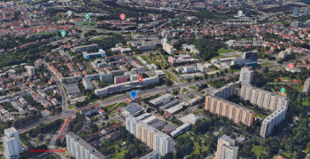 Google Earth Lokace - Pronájem bytu 3+1 v osobním vlastnictví 75 m², Praha 8 - Libeň