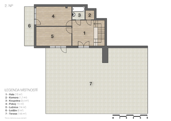 Půdorys 2P - Prodej bytu 6 a více v osobním vlastnictví 199 m², Praha 4 - Podolí