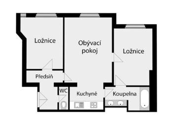 Půdorys bytu - Pronájem bytu 3+kk v osobním vlastnictví 80 m², Praha 6 - Bubeneč