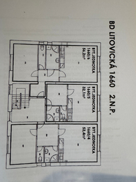 Byt č. 4 půdorys - Prodej bytu 2+kk v osobním vlastnictví 53 m², Hostivice