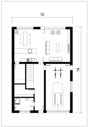 Návrh dispozice RD - 1. NP - Prodej pozemku 711 m², Hrušky