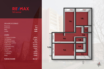 Prodej bytu 3+1 v osobním vlastnictví 85 m², Praha 5 - Hlubočepy