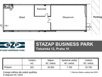 Pronájem skladovacích prostor 205 m², Praha 10 - Malešice