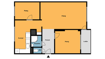 Plánek bytu - Prodej bytu 3+1 v osobním vlastnictví 66 m², Český Brod