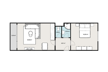 Pronájem bytu 2+kk v osobním vlastnictví 52 m², Praha 5 - Hlubočepy