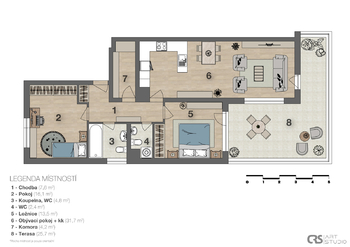 Prodej bytu 3+kk v osobním vlastnictví 113 m², Chýně