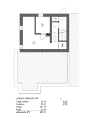 půdorys 1.PP - Prodej domu 171 m², Praha 10 - Hostivař