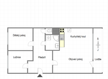 plánek - Pronájem bytu 3+kk v osobním vlastnictví 66 m², Praha 4 - Podolí