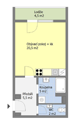 Půdorys bytu č. 11 - Prodej bytu 1+kk v osobním vlastnictví 35 m², Praha 10 - Uhříněves