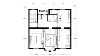 3.NP půdorys bytu 3+1 - Prodej nájemního domu 410 m², Úpice