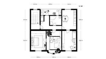 4.NP půdorys bytu 3+1 - Prodej nájemního domu 410 m², Úpice