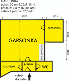 Pronájem bytu 1+1 v osobním vlastnictví 38 m², Kadaň