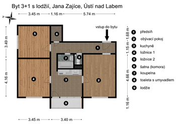 Pronájem bytu 3+1 v osobním vlastnictví 69 m², Ústí nad Labem