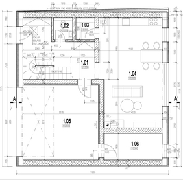 Výkres půdorysu přízemí - Prodej domu 215 m², Měnín