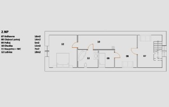 Orientační plánek podkroví. - Prodej domu 190 m², Týn nad Vltavou