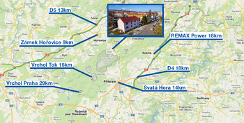 Mapa atraktivit - Prodej bytu 3+1 v osobním vlastnictví 72 m², Jince