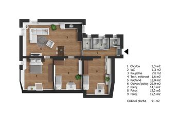 Pronájem bytu 4+kk v osobním vlastnictví 91 m², Ostrava