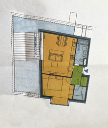 Půdorys - Pronájem bytu 2+kk v osobním vlastnictví 108 m², Praha 9 - Klánovice