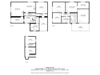 Plánek domu - všechny podlaží - Prodej domu 209 m², Praha 9 - Horní Počernice