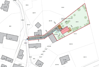 vizualizace umístění stavby - Prodej pozemku 1911 m², Dětenice