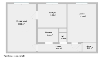 PŮDORYS - Pronájem bytu 2+1 v osobním vlastnictví 63 m², Brno