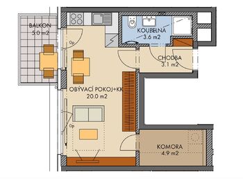 Pronájem bytu 1+kk v osobním vlastnictví 38 m², Praha 5 - Stodůlky