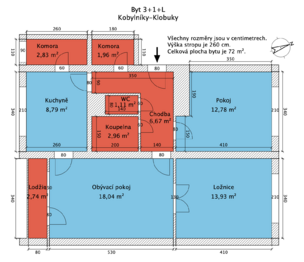 Prodej bytu 3+1 v osobním vlastnictví 72 m², Klobuky