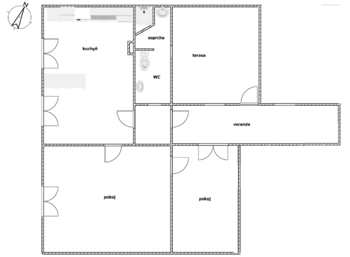 Půdorys - Pronájem bytu 3+kk v osobním vlastnictví 70 m², Mochov