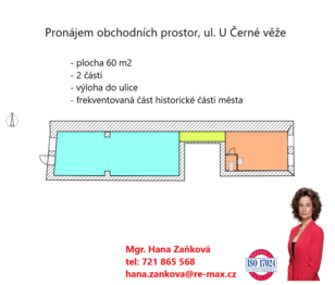 plánek - Pronájem obchodních prostor 60 m², České Budějovice