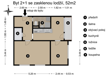 Prodej bytu 2+1 v družstevním vlastnictví 54 m², Krupka