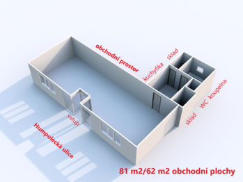 rozložení prostor ... - Pronájem obchodních prostor 81 m², Havlíčkův Brod