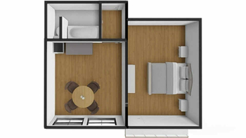 Orientační půdorys bytu - Pronájem bytu 2+kk v osobním vlastnictví 36 m², České Budějovice
