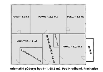 Prodej bytu 4+1 v družstevním vlastnictví 70 m², Prachatice