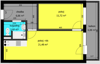 Pronájem bytu 2+kk v osobním vlastnictví 43 m², Kolín