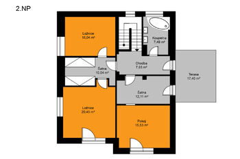 půdorys 1.patro - Pronájem domu 209 m², Kutná Hora