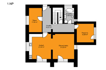 půdorys přízemí - Pronájem domu 209 m², Kutná Hora