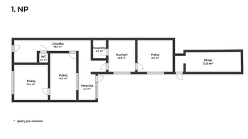 půdorys 1 NP - Prodej domu 183 m², Brno