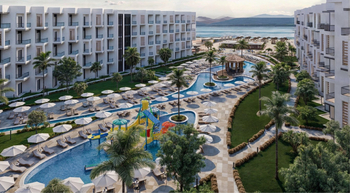 Celkový pohled s pláží - Prodej bytu 1+kk v osobním vlastnictví 60 m², Touristic Villages 