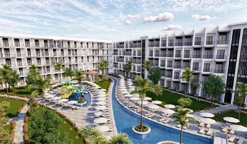 Pohled na bazény - Prodej bytu 1+kk v osobním vlastnictví 60 m², Touristic Villages