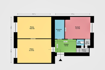 Plán bytu - Prodej bytu 2+1 v osobním vlastnictví 74 m², Praha 10 - Vršovice