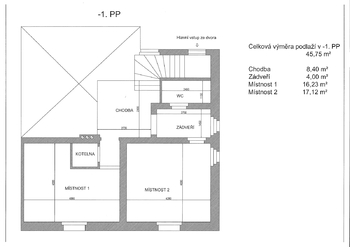 Půdorys - Pronájem bytu 2+kk v osobním vlastnictví 50 m², Rakovník