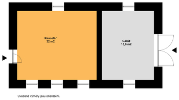 Půdorys 2D - kancelář/garáž - Prodej domu 245 m², Zašová